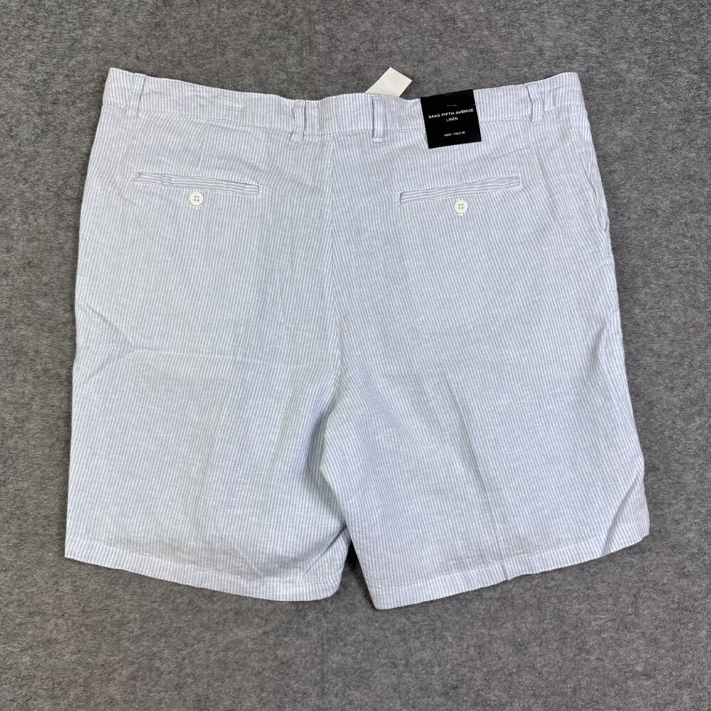 Saks Fifth Avenue Shorts Mens 40 Blue Linen Sky Resort Dressy Beach Lightweight - Picture 8 of 10